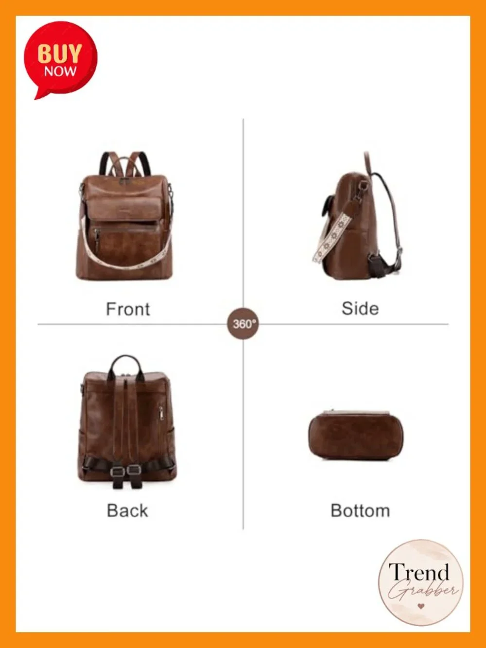 Convertible Vegan Leather Laptop Backpack Purse with Wallet Pouch Set